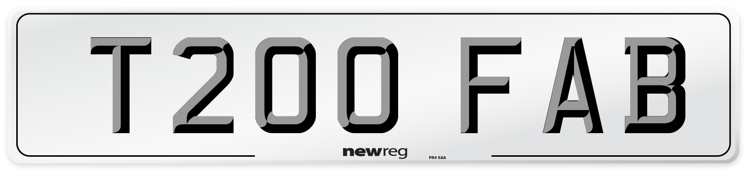 T200 FAB Number Plate from New Reg